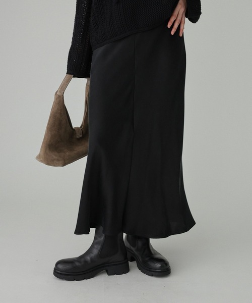 BABYLONE（バビロン）の「フィブリルサテンスカート（スカート・レディース・ブラック/ベージュ・36inch/38inch）」の3枚目の写真