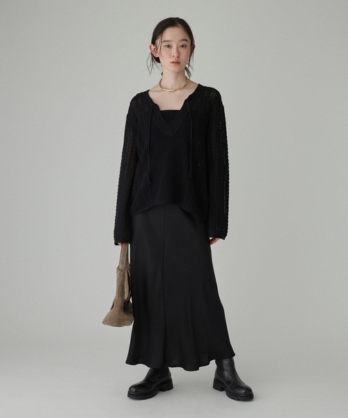 BABYLONE（バビロン）の「フィブリルサテンスカート（スカート・レディース・ブラック/ベージュ・36inch/38inch）」の6枚目の写真