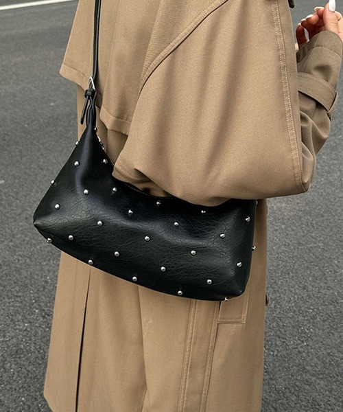 WESTSEA（ウエストシー）の「フェイクレザー スタッズ付 ショルダーバッグ 2way（ショルダーバッグ・レディース・ブラウン/オフホワイト/ブラック・FREE）」の9枚目の写真