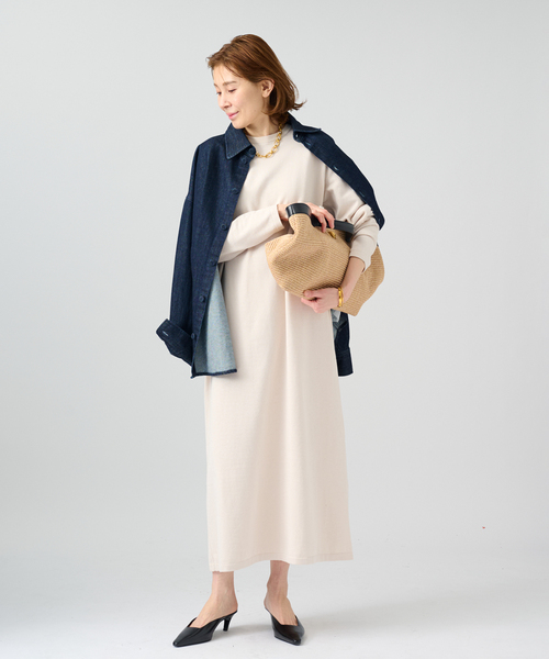 VERMEIL par iena（ヴェルメイユパーイエナ）の「ニットコクーンロングワンピース（ワンピース・レディース・アイボリー/ネイビー・FREE）」の3枚目の写真