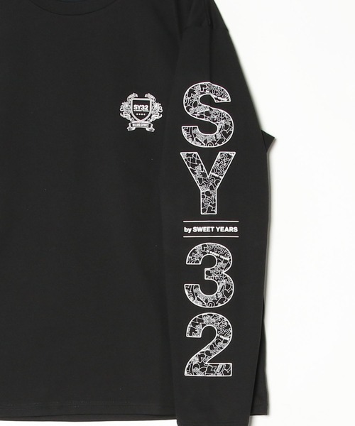 SY32 by SWEET YEARS(エスワイサーティトゥバイスィートイヤーズ)の「SY32 by SWEET YEARS /エスワイサーティトゥ バイ スィートイヤーズ/NEO SHIELD LOGO L/S TEE(Tシャツ/カットソー・メンズ・ブラック/ホワイト・L/M/XL)」の4枚目の写真