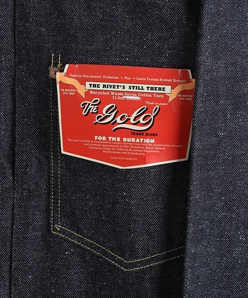 GOLD（ゴールド）の「GOLD / ゴールド：RECYCLED SUVIN COTTON YARAN 11.5oz DENIM BLOUSE WWⅡ MODEL：26A-GL15860N[MUS]（デニムジャケット・メンズ・ノンウォッシュ・M）」の8枚目の写真