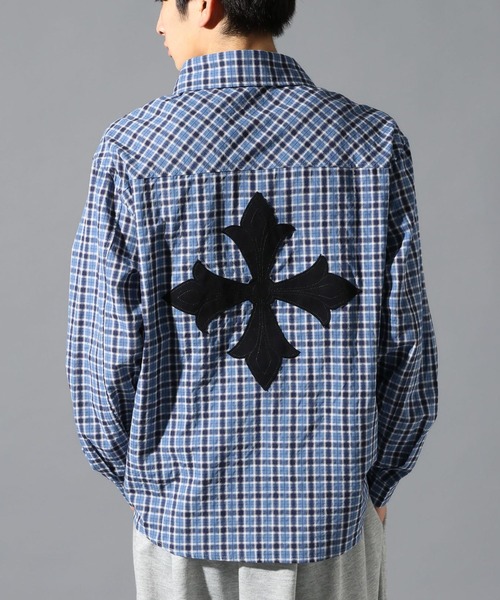 LAND MUSEUM(ランドミュージアム)の「LAND MUSEUM/チェックチョーカー長袖シャツ(シャツ/ブラウス・メンズ・ブラック/ネイビー・LARGE/MEDIUM)」の1枚目の写真