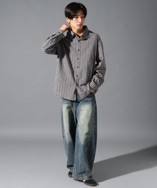 LAND MUSEUM(ランドミュージアム)の「LAND MUSEUM/チェックチョーカー長袖シャツ(シャツ/ブラウス・メンズ・ブラック/ネイビー・LARGE/MEDIUM)」の5枚目の写真