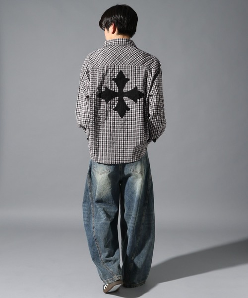 LAND MUSEUM(ランドミュージアム)の「LAND MUSEUM/チェックチョーカー長袖シャツ(シャツ/ブラウス・メンズ・ブラック/ネイビー・LARGE/MEDIUM)」の7枚目の写真