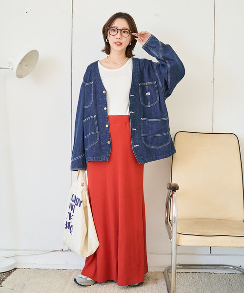 FREAK'S STORE(フリークスストア)の「限定展開 Lee × FREAK'S STORE/リー 別注 ノーカラー ジャケット(デニムジャケット・レディース・ブルー/ネイビー/サックスブルー・フリ-)」の7枚目の写真