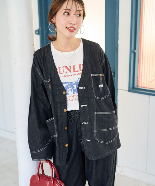 FREAK'S STORE(フリークスストア)の「限定展開 Lee × FREAK'S STORE/リー 別注 ノーカラー ジャケット(デニムジャケット・レディース・ブルー/ネイビー/サックスブルー・フリ-)」の17枚目の写真