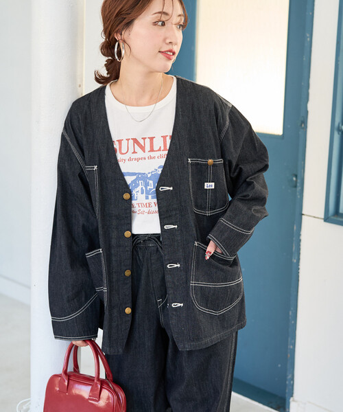 FREAK'S STORE(フリークスストア)の「限定展開 Lee × FREAK'S STORE/リー 別注 ノーカラー ジャケット(デニムジャケット・レディース・ブルー/ネイビー/サックスブルー・フリ-)」の18枚目の写真