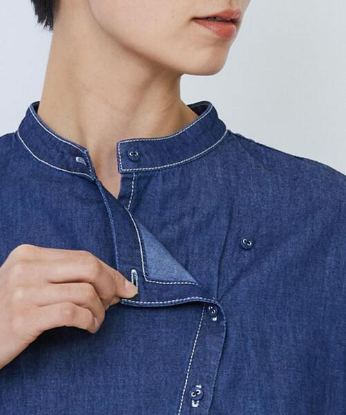 LOISIR(ロワズィール)の「ワークディテールショートシャツ(シャツ/ブラウス・レディース・オフホワイト/インディゴブルー・FREE)」の18枚目の写真