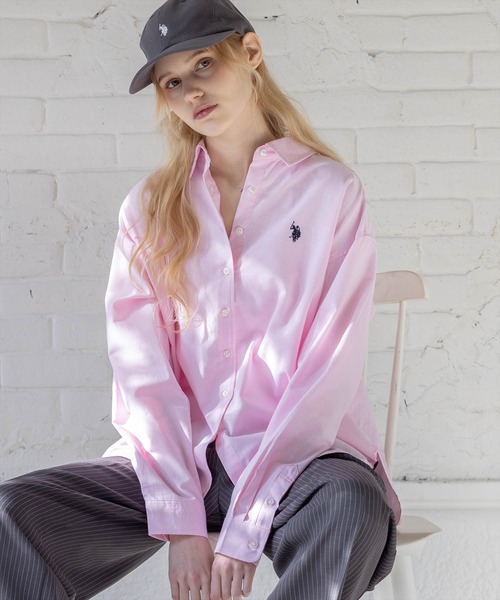 U.S. POLO ASSN.(ユーエスポロアッスン)の「【U.S. POLO ASSN.】clear別注 オーバーサイズオックスシャツ(シャツ/ブラウス・レディース・オフホワイト/サックスブルー/ピンク・F)」の3枚目の写真