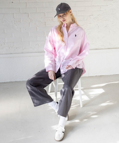 U.S. POLO ASSN.(ユーエスポロアッスン)の「【U.S. POLO ASSN.】clear別注 オーバーサイズオックスシャツ(シャツ/ブラウス・レディース・オフホワイト/サックスブルー/ピンク・F)」の9枚目の写真
