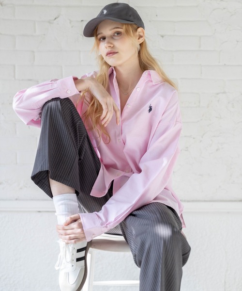 U.S. POLO ASSN.(ユーエスポロアッスン)の「【U.S. POLO ASSN.】clear別注 オーバーサイズオックスシャツ(シャツ/ブラウス・レディース・オフホワイト/サックスブルー/ピンク・F)」の5枚目の写真