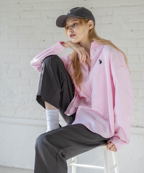 U.S. POLO ASSN.(ユーエスポロアッスン)の「【U.S. POLO ASSN.】clear別注 オーバーサイズオックスシャツ(シャツ/ブラウス・レディース・オフホワイト/サックスブルー/ピンク・F)」の6枚目の写真