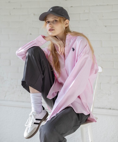 U.S. POLO ASSN.(ユーエスポロアッスン)の「【U.S. POLO ASSN.】clear別注 オーバーサイズオックスシャツ(シャツ/ブラウス・レディース・オフホワイト/サックスブルー/ピンク・F)」の7枚目の写真