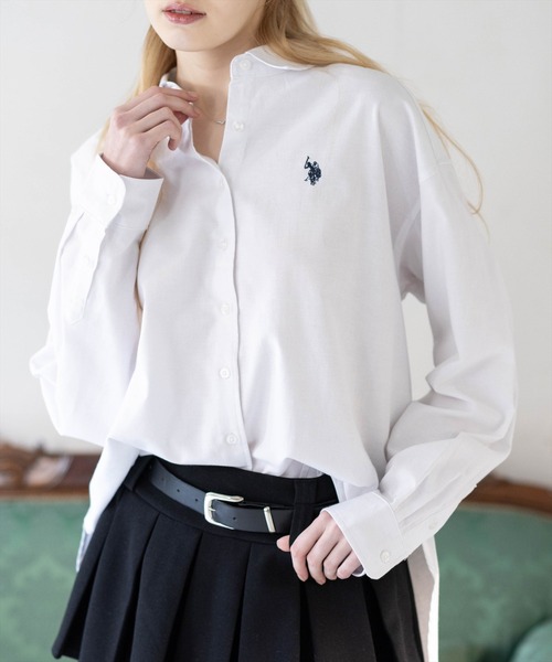U.S. POLO ASSN.(ユーエスポロアッスン)の「【U.S. POLO ASSN.】clear別注 オーバーサイズオックスシャツ(シャツ/ブラウス・レディース・オフホワイト/サックスブルー/ピンク・F)」の10枚目の写真