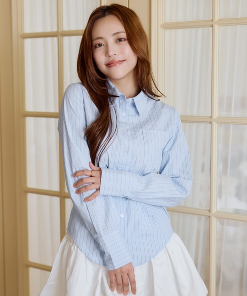 MSGirl(エムエスジーガール)の「スリムフィットシャツ 長袖 タイト(シャツ/ブラウス・レディース・ブルー系/イエロー系/ピンク/ホワイト・FREE)」の19枚目の写真