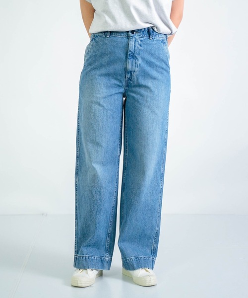 D.M.G.（ドミンゴ）の「[D.M.G / ディーエムジー] 10ozジェルドデニム ワークストレートパンツ（デニムパンツ・レディース・ライトインディゴブルー・M/L/SS/S）」の9枚目の写真