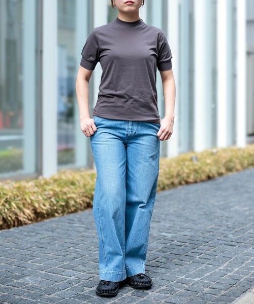 D.M.G.（ドミンゴ）の「[D.M.G / ディーエムジー] 10ozジェルドデニム ワークストレートパンツ（デニムパンツ・レディース・ライトインディゴブルー・M/L/SS/S）」の7枚目の写真