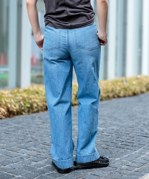 D.M.G.（ドミンゴ）の「[D.M.G / ディーエムジー] 10ozジェルドデニム ワークストレートパンツ（デニムパンツ・レディース・ライトインディゴブルー・M/L/SS/S）」の6枚目の写真