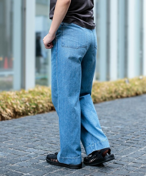 D.M.G.（ドミンゴ）の「[D.M.G / ディーエムジー] 10ozジェルドデニム ワークストレートパンツ（デニムパンツ・レディース・ライトインディゴブルー・M/L/SS/S）」の5枚目の写真