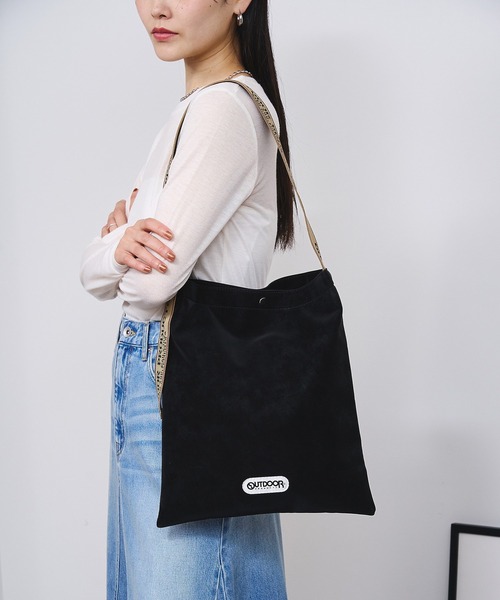 OUTDOOR PRODUCTS（アウトドアプロダクツ）の「【ROSE BUD別注】(OUTDOOR) JACQUARD TAPE TOTE（トートバッグ・レディース・ブラック/イエロー・ONE SIZE）」の5枚目の写真