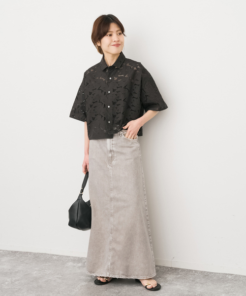 Spick & Span（スピックアンドスパン）の「upper hights/アッパーハイツ 別注THE FLORENCE*（デニムスカート・レディース・ベージュ/エメラルドブルー・SMALL/MEDIUM）」の3枚目の写真