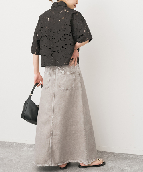 Spick & Span（スピックアンドスパン）の「upper hights/アッパーハイツ 別注THE FLORENCE*（デニムスカート・レディース・ベージュ/エメラルドブルー・SMALL/MEDIUM）」の8枚目の写真