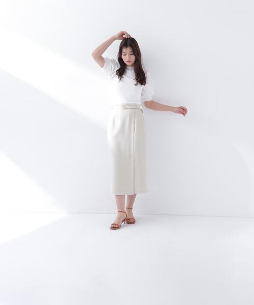 NATURAL BEAUTY BASIC(ナチュラルビューティーベーシック)の「◇ベルテッドナロースカート(スカート・レディース・ブラウン/ベージュ・MEDIUM/P/S)」の3枚目の写真