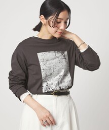 【WEB限定】<at ease>メタリックプリント ロングスリーブ カットソー
