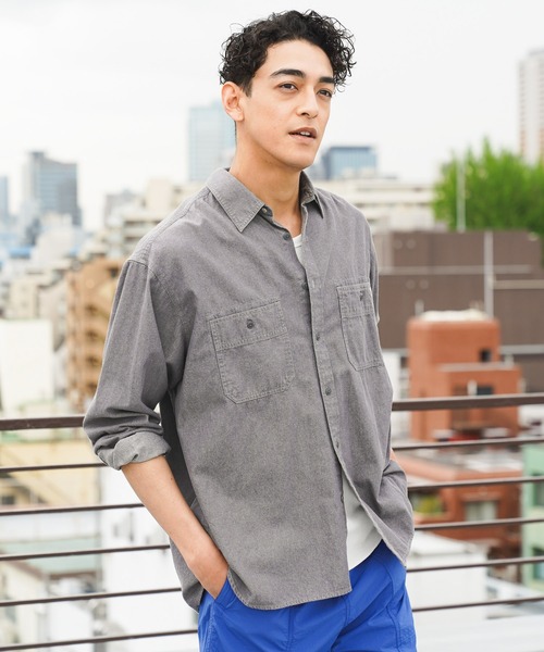 BAYFLOW(ベイフロー)の「Brightdaysシャツ(シャツ/ブラウス・メンズ・オフホワイト/チャコール/イエロー/オレンジ・MEDIUM/LARGE)」の1枚目の写真