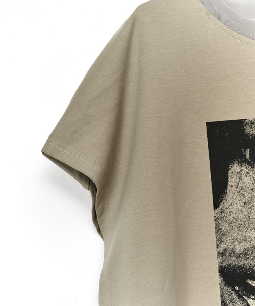 AULA AILA（アウラアイラ）の「フェイスＴシャツ（Tシャツ/カットソー・レディース・ホワイト/ライトカーキ/ブラック・0）」の22枚目の写真