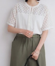 NOMBRE IMPAIR | ツッキリジャガードコンビ 前開きプルオーバー(Tシャツ/カットソー)