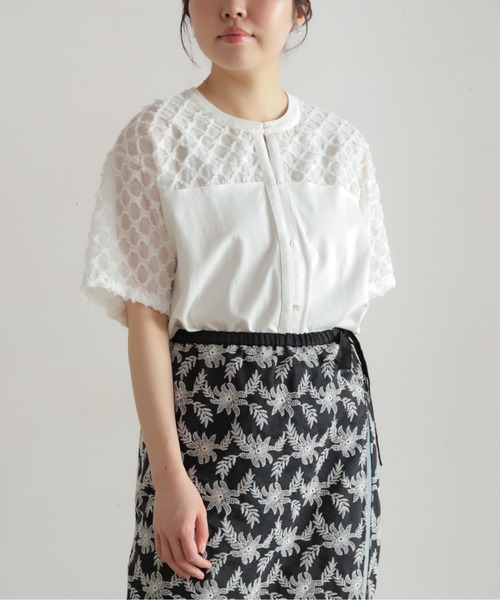 NOMBRE IMPAIR（ノンブルアンペール）の「ツッキリジャガードコンビ　前開きプルオーバー（Tシャツ/カットソー・レディース・ホワイト/ブラック・FREE）」の5枚目の写真