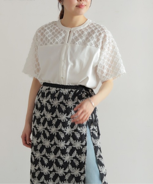 NOMBRE IMPAIR（ノンブルアンペール）の「ツッキリジャガードコンビ　前開きプルオーバー（Tシャツ/カットソー・レディース・ホワイト/ブラック・FREE）」の9枚目の写真