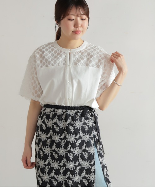 NOMBRE IMPAIR（ノンブルアンペール）の「ツッキリジャガードコンビ　前開きプルオーバー（Tシャツ/カットソー・レディース・ホワイト/ブラック・FREE）」の7枚目の写真