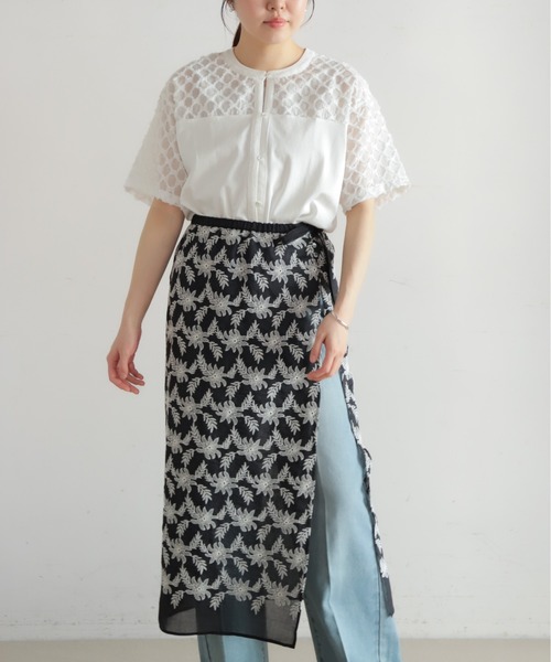 NOMBRE IMPAIR（ノンブルアンペール）の「ツッキリジャガードコンビ　前開きプルオーバー（Tシャツ/カットソー・レディース・ホワイト/ブラック・FREE）」の6枚目の写真
