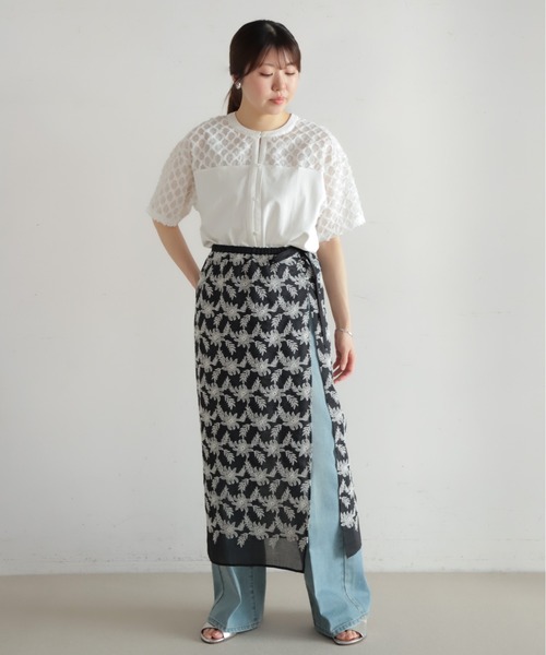 NOMBRE IMPAIR（ノンブルアンペール）の「ツッキリジャガードコンビ　前開きプルオーバー（Tシャツ/カットソー・レディース・ホワイト/ブラック・FREE）」の4枚目の写真