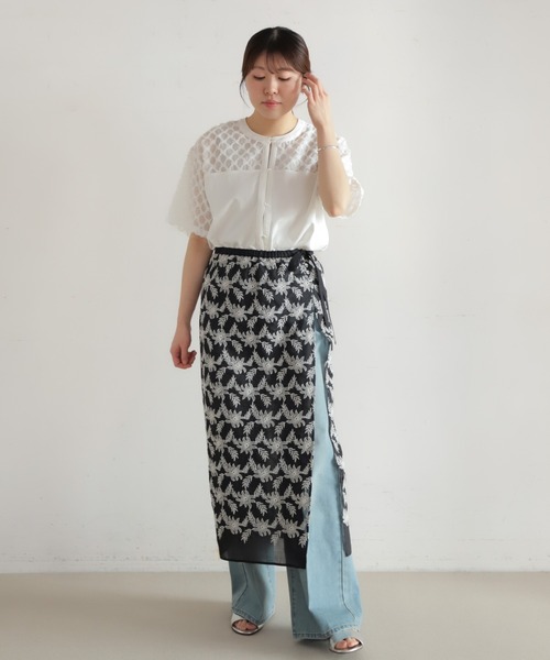 NOMBRE IMPAIR（ノンブルアンペール）の「ツッキリジャガードコンビ　前開きプルオーバー（Tシャツ/カットソー・レディース・ホワイト/ブラック・FREE）」の3枚目の写真