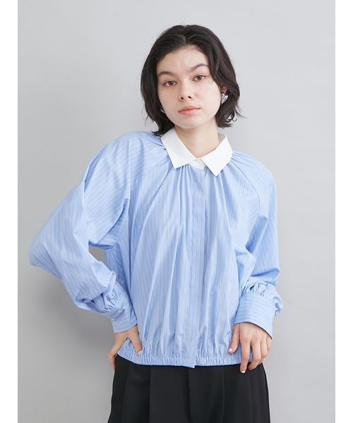 Mila Owen（ミラオーウェン）の「クロップドギャザーバルーンシャツ（シャツ/ブラウス・レディース・ダークネイビー/ピンク/ホワイト/ブルー・F）」の11枚目の写真