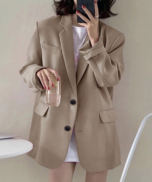 Flugge(フラッジー)の「テーラードオーバージャケット(その他アウター・レディース・ブラック/ベージュ・LARGE/MEDIUM)」の1枚目の写真
