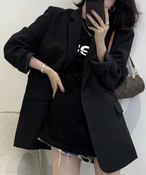 Flugge(フラッジー)の「テーラードオーバージャケット(その他アウター・レディース・ブラック/ベージュ・LARGE/MEDIUM)」の2枚目の写真