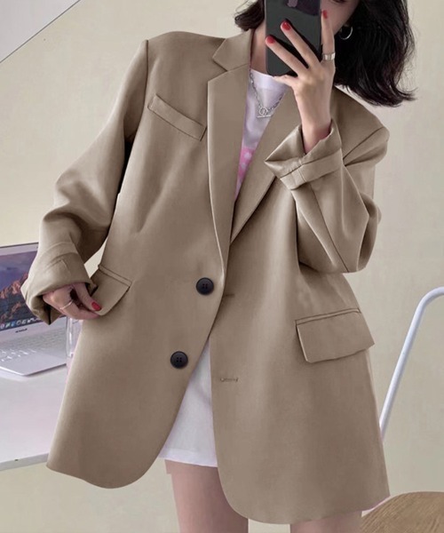 Flugge(フラッジー)の「テーラードオーバージャケット(その他アウター・レディース・ブラック/ベージュ・LARGE/MEDIUM)」の6枚目の写真
