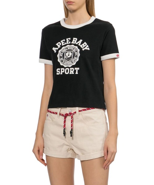 APEE BY A BATHING APE(エイピーバイアベイシングエイプ)の「COLLEGE PRINT RINGER CROP TEE(Tシャツ/カットソー・レディース・ブルー/ブラック/ホワイト・SMALL/X-SMALL)」の8枚目の写真