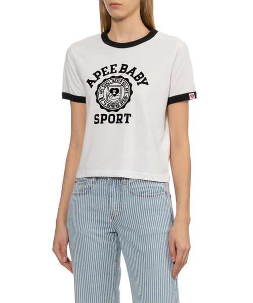 APEE BY A BATHING APE(エイピーバイアベイシングエイプ)の「COLLEGE PRINT RINGER CROP TEE(Tシャツ/カットソー・レディース・ブルー/ブラック/ホワイト・SMALL/X-SMALL)」の7枚目の写真