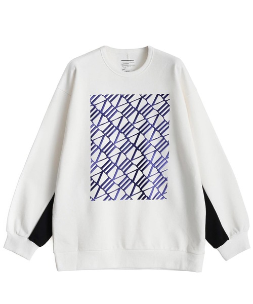 SHAREEF(シャリーフ)の「BIAS CHESSBOARD EMB. BIG SWEAT(スウェット・メンズ・ホワイト/ブラック/ダークグリーン・1/2)」の2枚目の写真