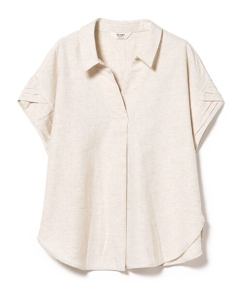 BEAMS HEART(ビームスハート)の「袖デザイン スキッパー シャツ(シャツ/ブラウス・レディース・オフホワイト/ネイビー/ブラウン系その他3・FREE)」の2枚目の写真