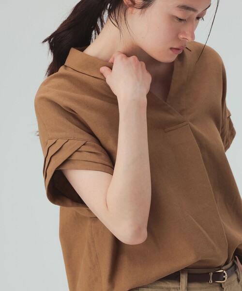 BEAMS HEART(ビームスハート)の「袖デザイン スキッパー シャツ(シャツ/ブラウス・レディース・オフホワイト/ネイビー/ブラウン系その他3・FREE)」の12枚目の写真