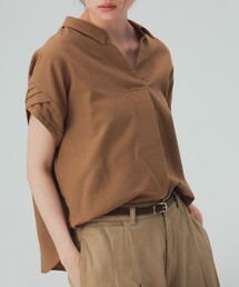 袖デザイン スキッパー シャツ