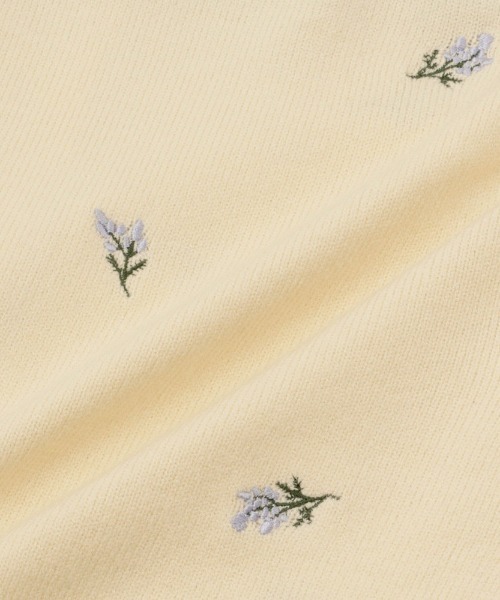 QUEENS COURT(クイーンズコート)の「フラワー刺繍ポロニットトップス≪手洗い可能≫(ニット/セーター・レディース・オフホワイト/ブラック・M)」の8枚目の写真