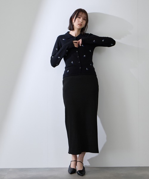 QUEENS COURT(クイーンズコート)の「フラワー刺繍ポロニットトップス≪手洗い可能≫(ニット/セーター・レディース・オフホワイト/ブラック・M)」の20枚目の写真
